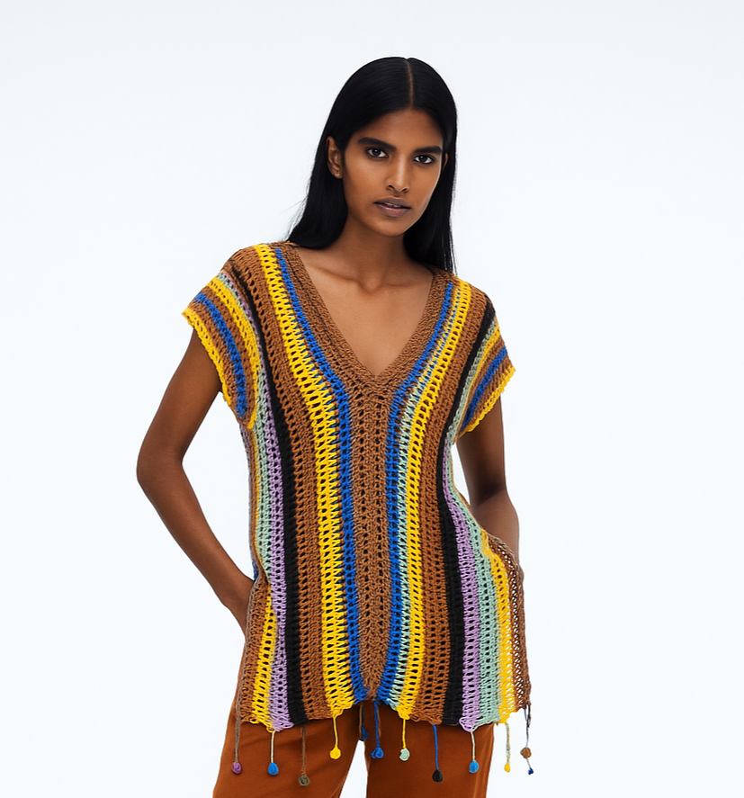 Boho Vibes Striped Crochet Cover-Up
