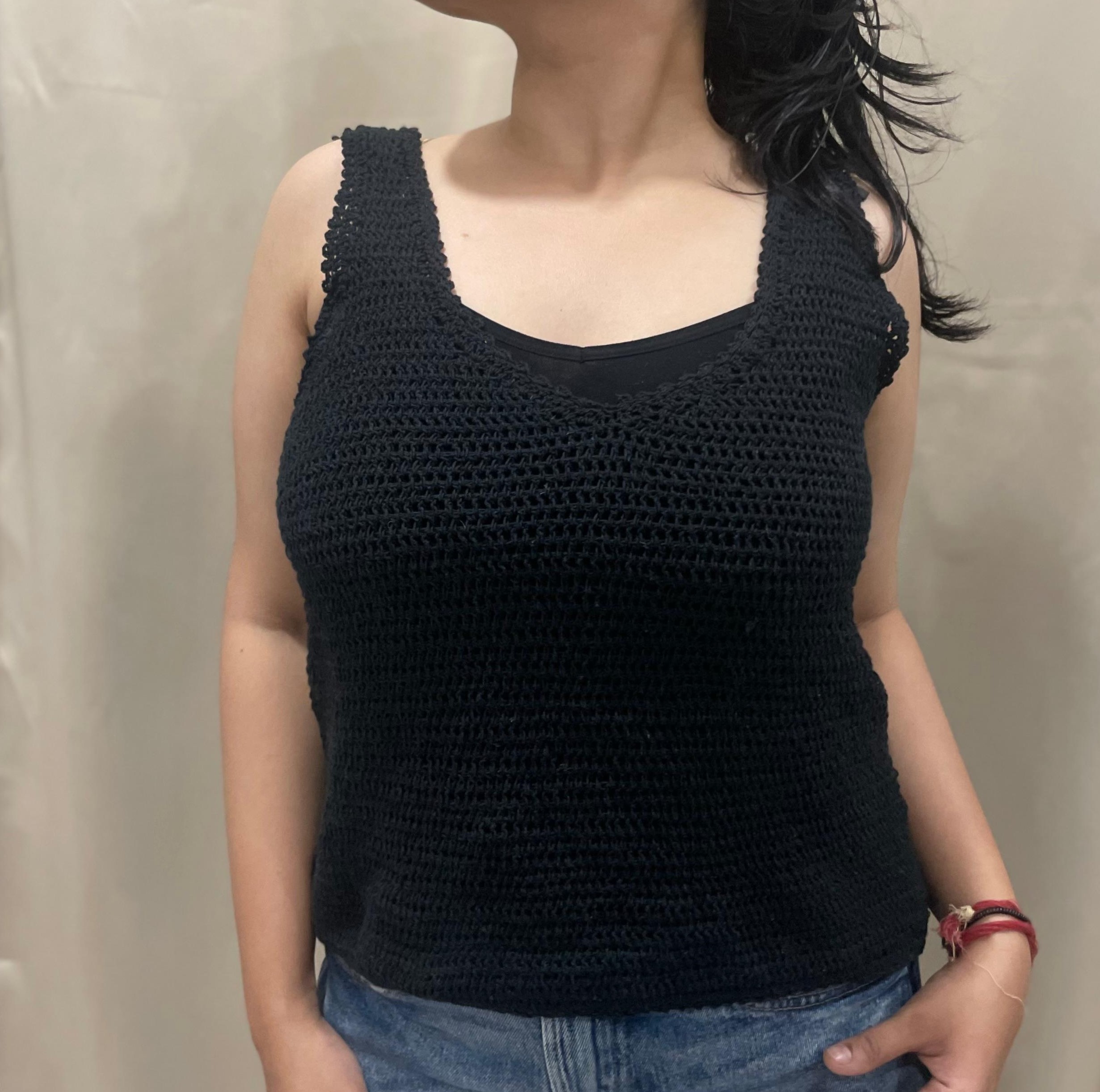 Classic Black Crochet Tank