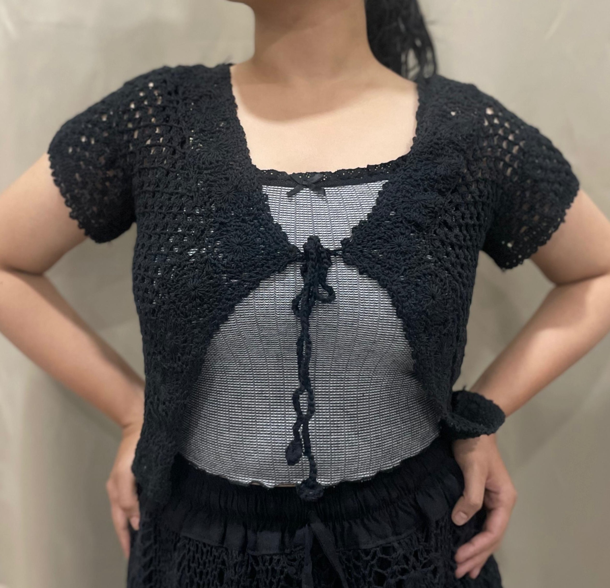 Midnight Charm Crochet Shrug