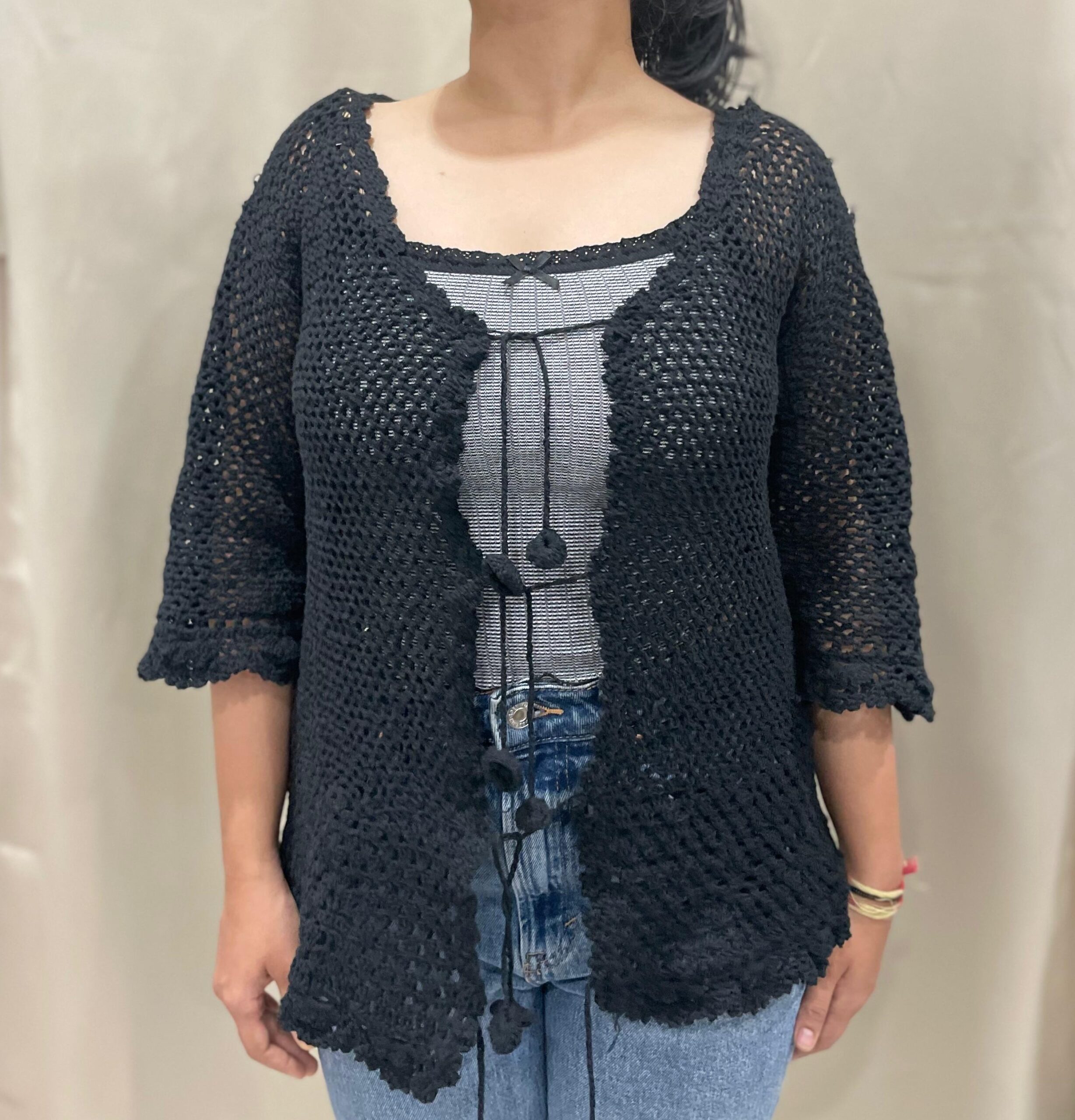 Black Petal Kimono Cardigan