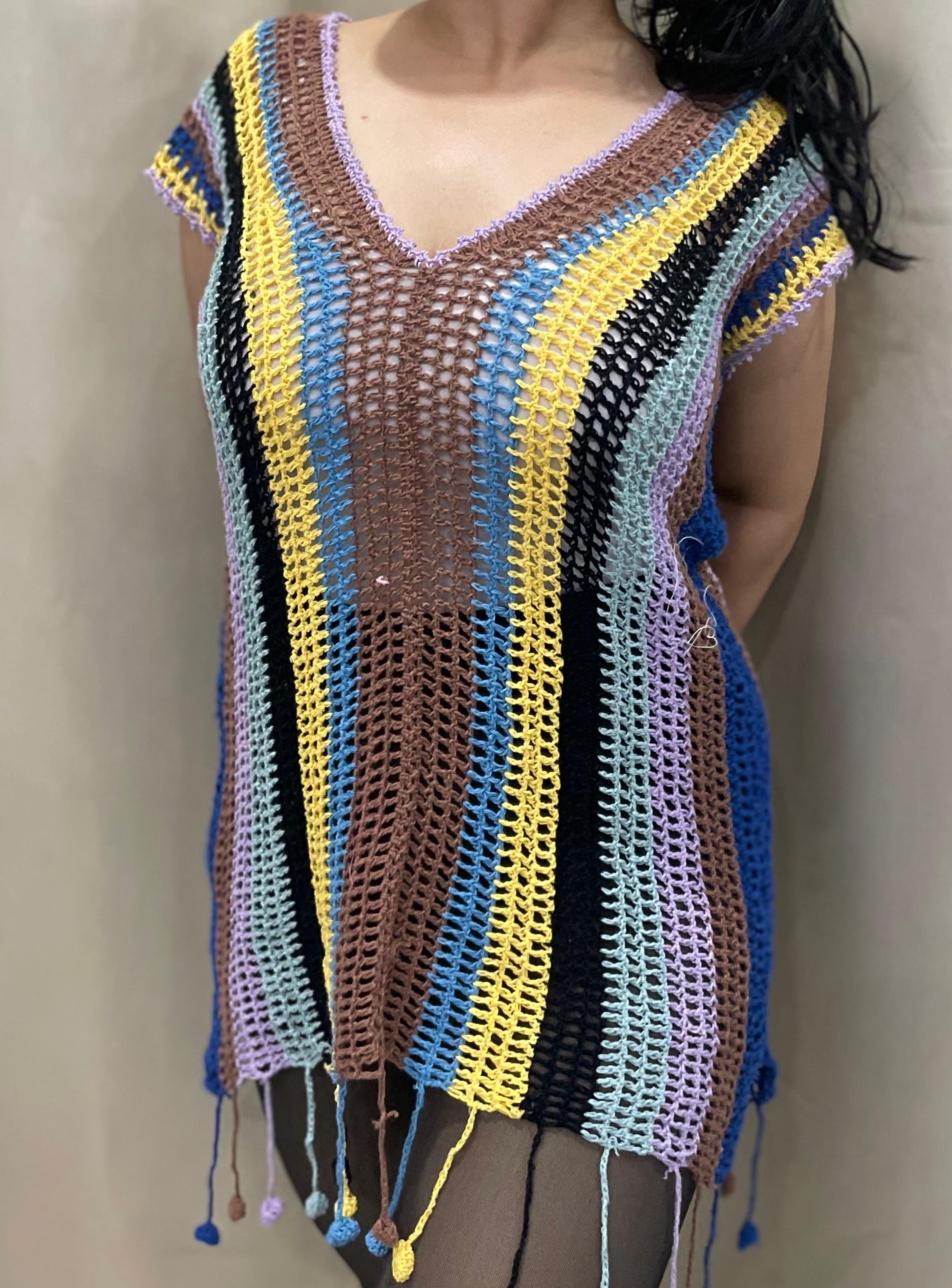 Boho Vibes Striped Crochet Cover-Up